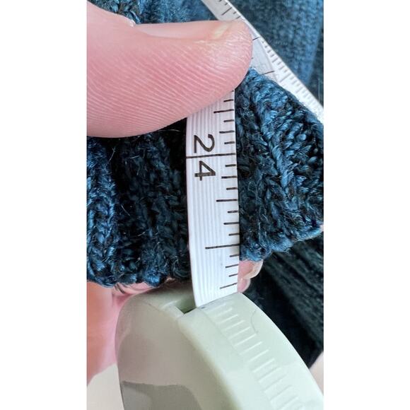 Vintage Roll Neck Chunky Knit Sweater Women's Oversized Teal Cape Cod 90s Y2K - Picture 7 of 8